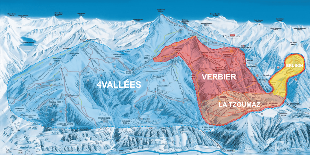 Verbier ski pass sectors map